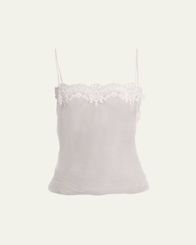 Fitted Lace Embroidered Tank Top